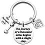 ENSIANTH PT Keychain Physical Therapist Keychain Motivational Gift The Journey of A Thousand Miles Gift