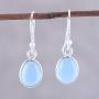 NOVICA Chalcedony .925 Sterling Silver Dangle Earrings, Luminous Sky Blue