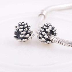 EVESCITY Limited Edition Pinecone Pine-cone 925 Sterling Silver Bead For Charms Bracelets For Charm Bracelets Like Pandora & Others Best Jewelry Gifts for Her