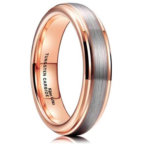 King Will Duo Unisex 5mm 6mm 7mm 8mm 18k Rose Gold Plated Tungsten Carbide Ring Two Tone Wedding Band