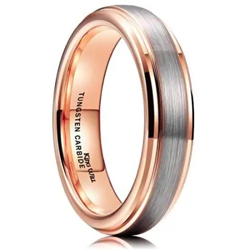 King Will Duo Unisex 5mm 6mm 7mm 8mm 18k Rose Gold Plated Tungsten Carbide Ring Two Tone Wedding Band King Will Duo Unisex 5mm 6mm 7mm 8mm 18k Rose Gold Plated Tungsten Carbide Ring Two Tone Wedding Band