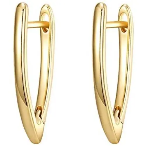 DMQ Letter V-Shaped Huggie drop Earrings for women White gold plated earrings jewelry DMQ Letter V-Shaped Huggie drop Earrings for women White gold plated earrings jewelry