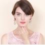 Multi Colorblock Geomtric Frame with Acrylic Gem Tear Drop Statement Earrings