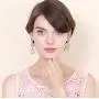 Multi Colorblock Geomtric Frame with Acrylic Gem Tear Drop Statement Earrings