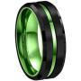 6/8mm Red/Green&Black Tungsten Carbide Ring Mens Two Tone Wedding Bands Groove Beveled Edge Brushed Engagement Couples Rings