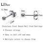 LDier Tiny Stud Earrings for Women - 4 Pairs Stainlss Steel Small Stud Earrings with Clear CZ Round Ball - Perfect Suitable for Party, Date, Office, Wedding or Daily Wear