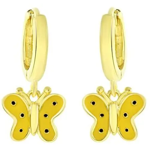 AFFY Jewelry Yellow Enamel Butterfly Drop Earrings In 925 Sterling Silver AFFY Jewelry Yellow Enamel Butterfly Drop Earrings In 925 Sterling Silver