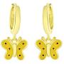 AFFY Jewelry Yellow Enamel Butterfly Drop Earrings In 925 Sterling Silver