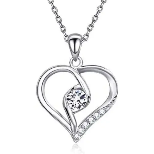 Women 925 Sterling Silver Necklace Love Heart Pendant - Van Chloe '' Only You'' Cubic Zirconia Diamond White Gold Plated Necklace Jewelry Gifts for Women Girls Mothers Day Women 925 Sterling Silver Necklace Love Heart Pendant - Van Chloe '' Only You'' Cubic Zirconia Diamond White Gold Plated Necklace Jewelry Gifts for Women Girls Mothers Day