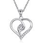 Women 925 Sterling Silver Necklace Love Heart Pendant - Van Chloe '' Only You'' Cubic Zirconia Diamond White Gold Plated Necklace Jewelry Gifts for Women Girls Mothers Day