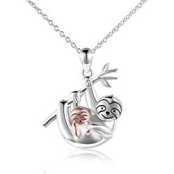 LUHE Elephant/Unicorn/Sloth/Owl Sterling Silver Cute Animal Necklace Good Luck Animal Pendant Holiday Jewelry Gift for Girls Teens Women Lover