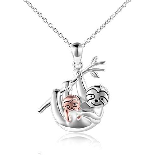 LUHE Elephant/Unicorn/Sloth/Owl Sterling Silver Cute Animal Necklace Good Luck Animal Pendant Holiday Jewelry Gift for Girls Teens Women Lover