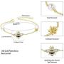 LAZLUVU 18K Gold Honey Bee Charms Bracelet Adjustbale Bangle Bracelets Jewelry Gift for Women