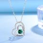 Mothers Day Birthday Gifts for mom Double Hearts Forever Love Infinity Jewelry April Simulated Diamond Birthstones Emerald Peridont and more stones Necklace for Wife Sterling Silver