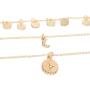 Taktik Boho Layered Coin Pendant Necklaces Gold Moon Necklace Chain Sequins Jewelry for Women and Girls