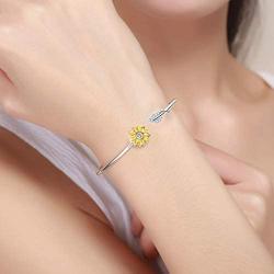 GOXO Boho Sterling Silver Golden Sunflower Cuff Adjustable Bracelet for Women Girls