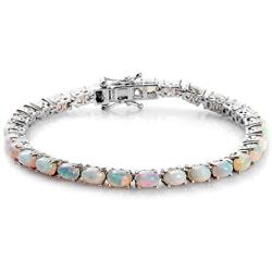 Shop LC 925 Sterling Silver Platinum Plated Oval Opal Tennis Bracelet Engagement Wedding Anniversary Bridal Jewellery for Women