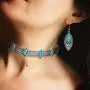 Bohemian Turquoise Necklace Choker Turquoise Earrings Silver Short Choker Necklace Handmade Vintage Necklace with Vintage Statement Drop Dangle Earrings Gothic Boho Jewelry Set for Women Bohemian Turquoise Necklace Choker Turquoise Earrings Silver Short Choker Necklace Handmade Vintage Necklace with Vintage Statement Drop Dangle Earrings Gothic Boho Jewelry Set for Women