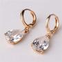 GULICX Party Jewelry Gold Tone White Teardrop Crystal Clear Cubic Zirconia Leverback Dangle Earrings