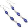 SilverStarJewel 925 Sterling Silver Genuine Lapis Lazuli Earrings 2.6'' Gemstone Jewelry
