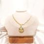 W WOOGGE Gold Pendant Necklace Stitching Link Chain and Natural Pearl Necklace Chunky Punk Link Choker Jewelry 16 Inch