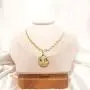W WOOGGE Gold Pendant Necklace Stitching Link Chain and Natural Pearl Necklace Chunky Punk Link Choker Jewelry 16 Inch