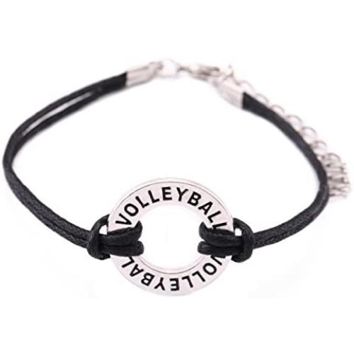 TEAMER Adjustable Wax Cord Bracelet Volleyball Charm Jewelry for Woman/Man Best Gifts