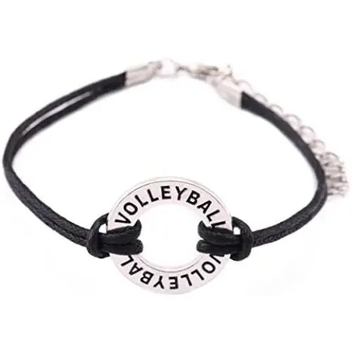 TEAMER Adjustable Wax Cord Bracelet Volleyball Charm Jewelry for Woman/Man Best Gifts
