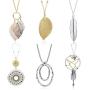 ORAZIO 6 Pcs Long Pendant Necklaces For Women Fashion Jewelry Simple Long Feather Leaf Heart Turquoise Costume Y Necklace Womens Statement Long Necklace Set Boho