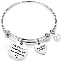 SEIRAA Grandma Bracelet My Greatest Blessings Call Me Grandma Wire Bangle Bracelet Grandma Jewelry Personalized Gift for Nana