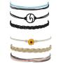 Vsco Wave Bracelet Charm Handmade Braided Wax Rope Wave Bracelet Adjustable Waterproof String Strand Wrap for Women Girls Summer Beach Jewelry Set