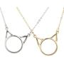 Lux Accessories Two Tone Cat Ear Kitten BFF Best Friends Charm Necklace Set of 2