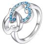 MAFMO Fashion Rhinestone Double Heart Jewelry Set 4pcs Necklace Bracelet Ring Earrings