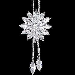 Crystal Necklace for Women CZ Necklace White Flower Pendant Jewelry