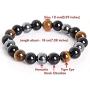 Rustenhof Tiger Eye & Hematite & Black Obsidian 10mm Beaded Triple Protection Bracelet Healing Rope Man Stone