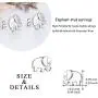 Elephant Jewelry 925 Sterling Silver Lucky Elephant Stud Earrings, Elephant Family Necklace for Women