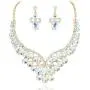 SP Sophia Collection Womens Bridal Teardrop Filigree Austrian Crystal Necklace and Earring Jewelry Set