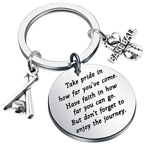 Baseball Keychain Baseball Player Gift Softball Charm Keychain Gifts Baseball Mom Gift Baseball Jewelry Inspiration Gift Take Pride in How Far You Have Come