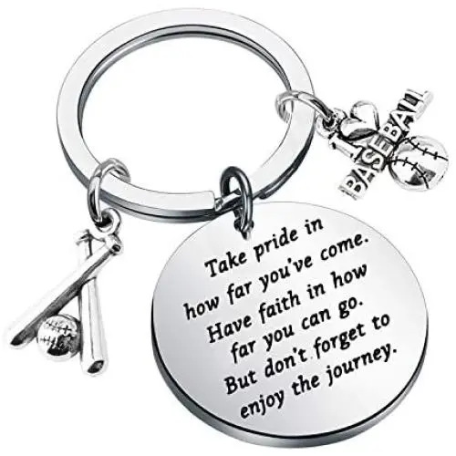 Baseball Keychain Baseball Player Gift Softball Charm Keychain Gifts Baseball Mom Gift Baseball Jewelry Inspiration Gift Take Pride in How Far You Have Come
