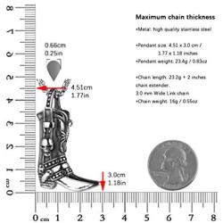 HZMAN Fashion Stainless Steel 3D Western Cowboy Boots Charm Jewelry Gothic Skull Scorpion Pattern Pendant Necklace 22 + 2 Inch Chain