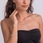 Crystalline Azuria Wedding Set White Zirconia Crystals Strand Necklace Dangle Earrings Bracelet 18 ct White Gold Plated