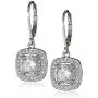 Sterling Silver Cubic Zirconia Round-Cut Halo Drop Leverback Earrings (3 cttw) Sterling Silver Cubic Zirconia Round-Cut Halo Drop Leverback Earrings (3 cttw)
