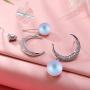 Richapex Fashion Moon Pearl Design Earring,S925 Sterling Silver Pearl Drop Earrings,Asymmetric Dangle Earrings with Swarovski Pearl Jewelry for Women Girl