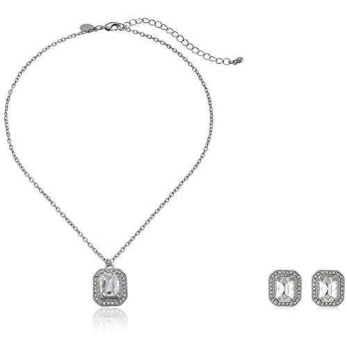 1928 Jewelry Silver-Tone Earrings and Necklace Jewelry Set