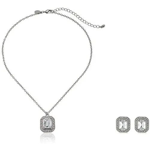 1928 Jewelry Silver-Tone Earrings and Necklace Jewelry Set 1928 Jewelry Silver-Tone Earrings and Necklace Jewelry Set