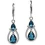Silvershake Genuine Pear Shape Gemstones White Gold Plated 925 Sterling Silver Drop Dangle Leverback Earrings Jewelry for Women