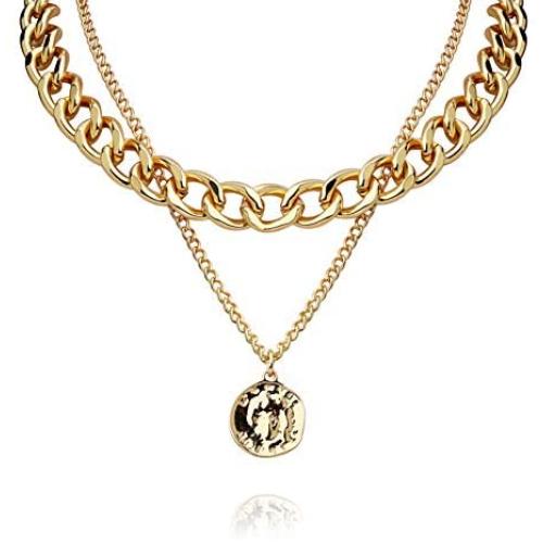 LILIE&WHITE Gold Coin Necklace for Women Fashion Curb Chain Necklaces Chunky Chain Choker Necklaces Jewelry Gift