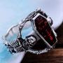 HSQYJ Punk Silver Skull Bat Ring Gothic Vampire Bloody Red Enamel Coffin Rings Mens Womens Metal Rock Biker Bands Fashion Jewelry