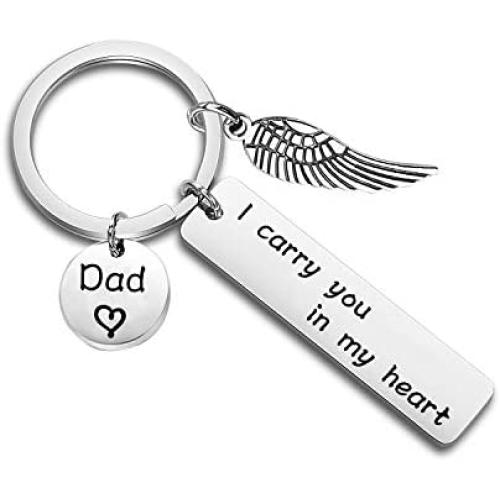 Gzrlyf I Carry You in My Heart Keychain Mom Dad Memorial Gifts for Daughter Son