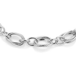 Vanbelle Sterling Silver Jewelry Hand-Made Fancy Link Chain Bracelets with Rhodium Plating for Women and Girls